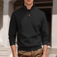 thumbnail image 2 of Quarter Zip Pullover Men 2026 Fall Winter Long Sleeve Jacquard Stand Collar Plain Sweatshirts Mens Pullover Top, 2 of 6