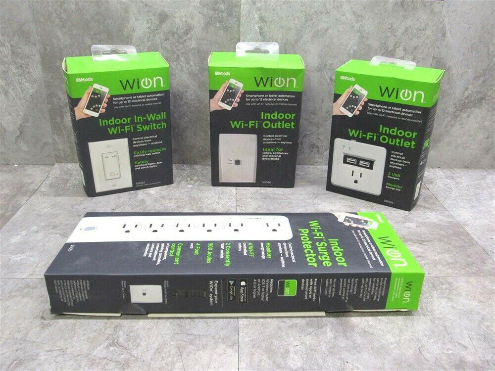 Wireless Smart Switch Timer WiOn 50051 Indoor Wi-Fi Surge Protector 