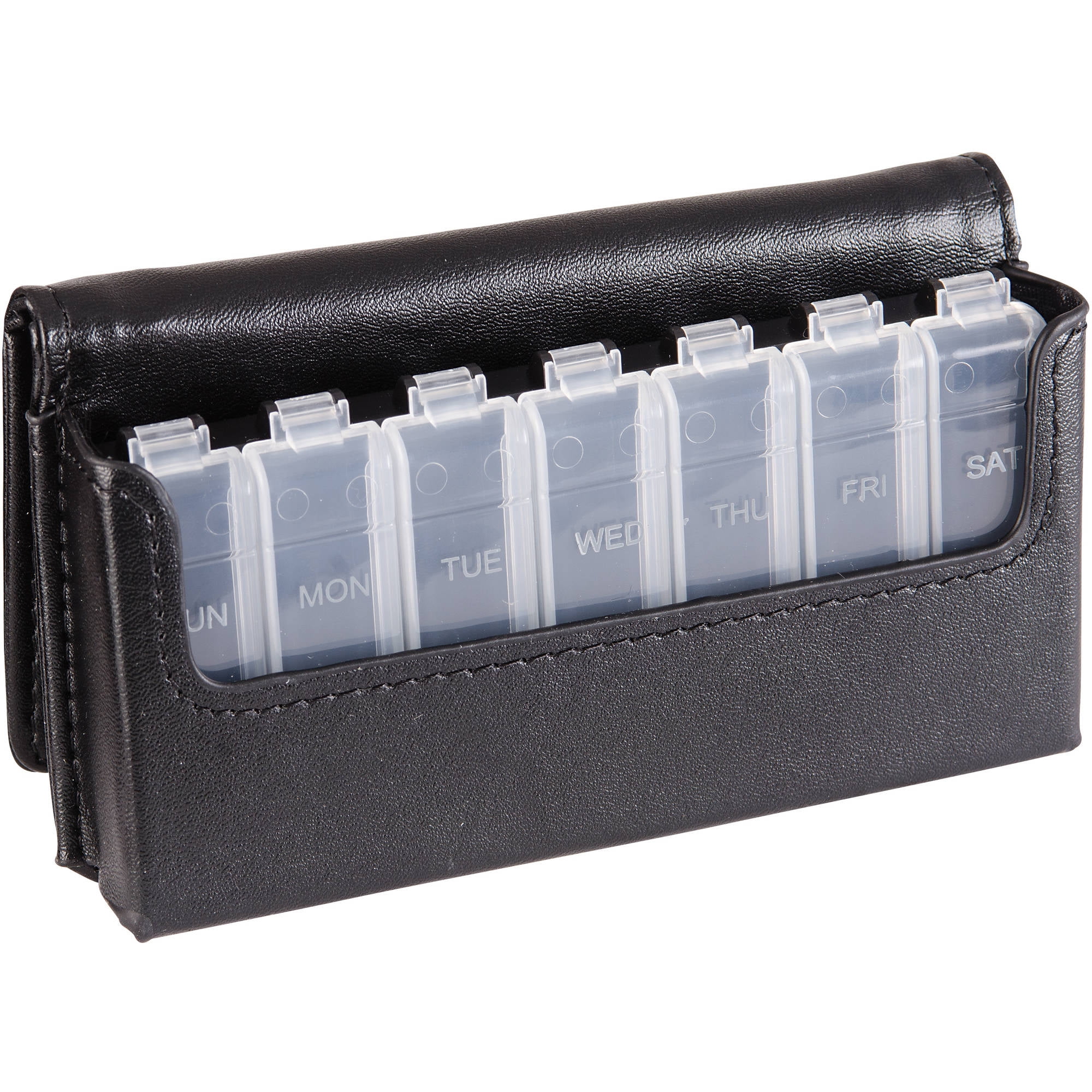 HealthSmart Fashion Travel Pill Case 7 Day Pill Organizer Box, Black