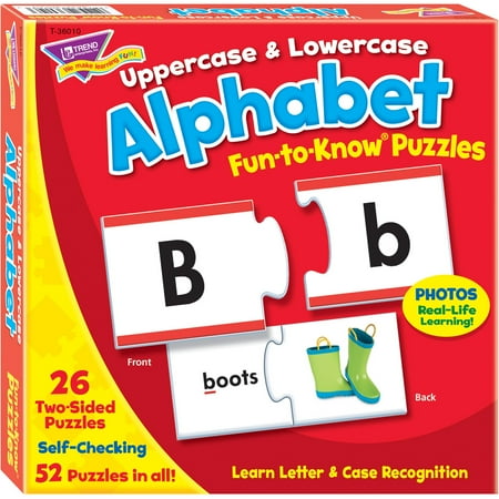 See Inside Alphabet Puzzle - Trend, TEP36010, Upper/Lowercase Alphabet Puzzle Set, 52 / Each, Multicolor