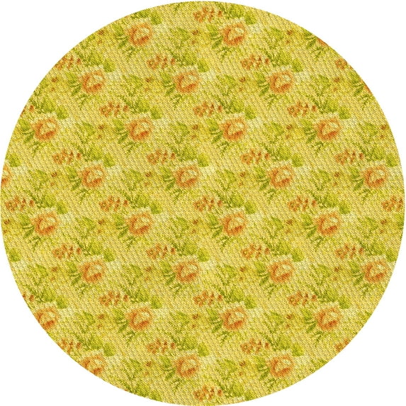 Ahgly Company Indoor Round Patterned Banana Yellow Area Rugs, 7' Round