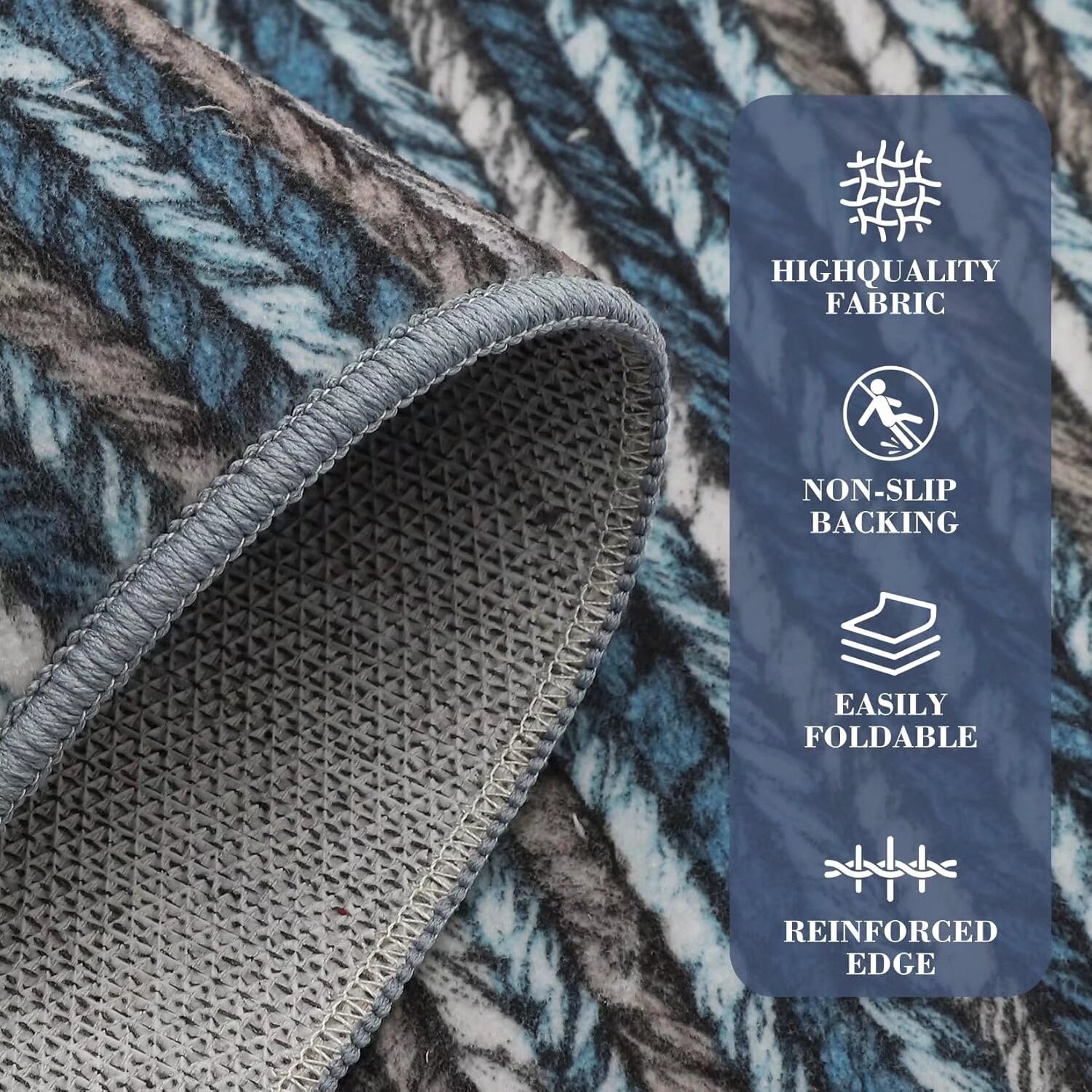 Hasoo Large Area Rug 10' x 13' Rugs for Living Room Washable Modern Striped Printed Braid Indoor Rug Soft Lightweight Carpet, Blue