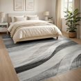 thumbnail image 3 of ODIKA 8'x10' Ultra-Soft Area Rug, Under Plush Sweeping Neutral Gradient Artful Composition Grey None Washable, Bare feet friendly, Silk-Touch for Bedroom, Under Sectional, 3 of 7