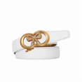 thumbnail image 1 of Catelles Women's White Cowhide Leather Belt with Rhinestone-Adorned Gold Alloy Automatic Buckle  Elegant Fashion Accessory for Casual Pants，Gift Box &Length 95cm Width 2.4CM, 1 of 10
