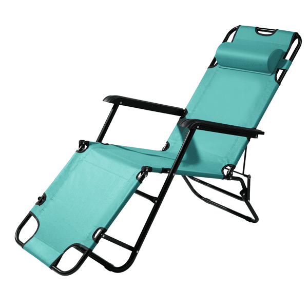Folding Recliner Chair, Portable Extendable Folding Reclining Chairs for Indoor Outdoor, Green