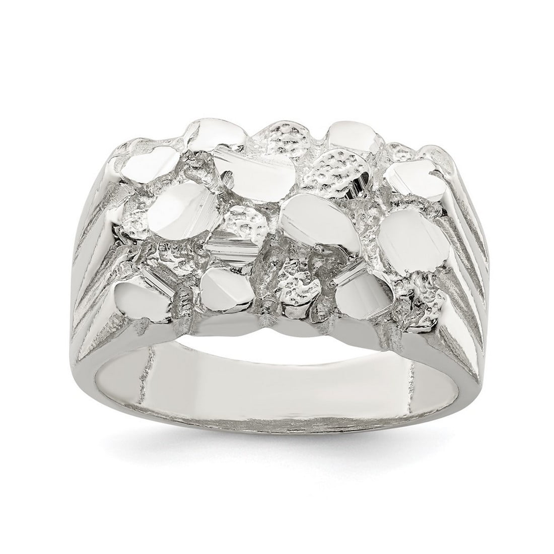 925 Sterling Silver Polished Mens Nugget Ring Size 9 4.5mm Wide Ring for Men - 9.5 Grams