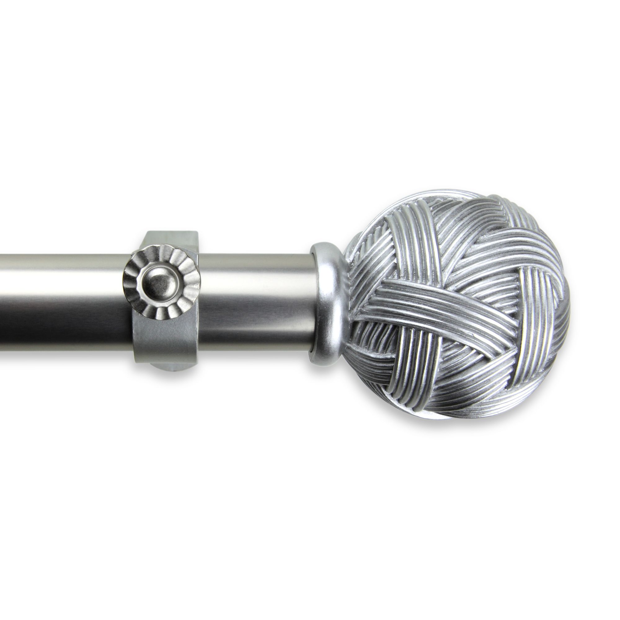 53" Silver Solid Contemporary Single Curtain Rod