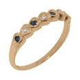 thumbnail image 1 of LBG British Made 18k Rose Gold Cultured Pearl & Sapphire Womens Eternity Ring - 33 size options - Size 4.75, 1 of 9
