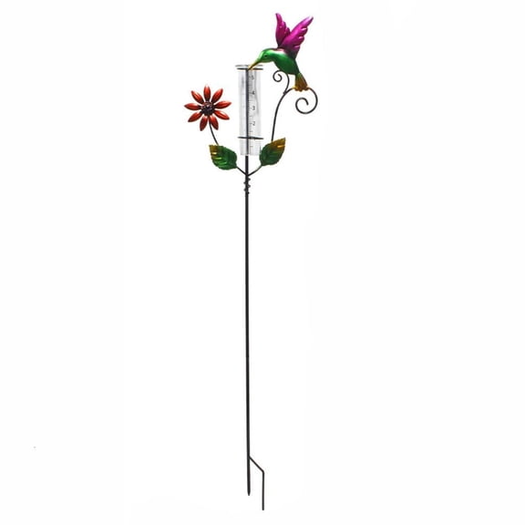 Attractive Hand Blown Glass Rain Gauges with Intricate Ironwork for Outdoor Display