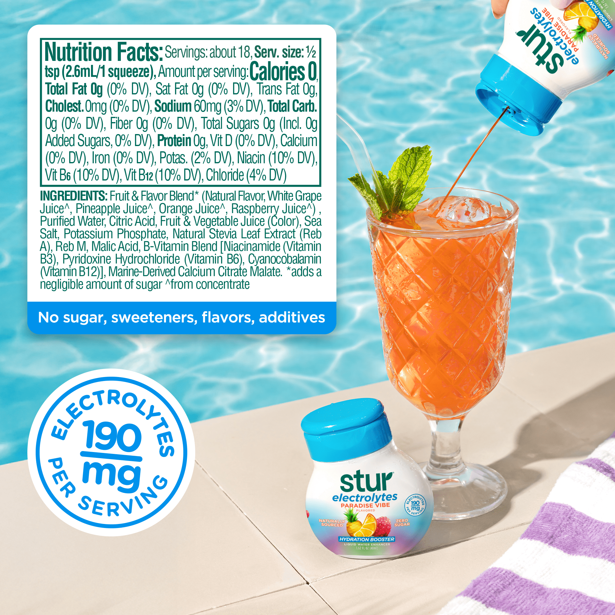 (4 pack) Stur Paradise Vibe Drink Mix, Liquid Water Enhancer, Sugar-Free, 1.62oz