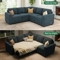 thumbnail image 4 of HONBAY Modern Corduroy L-Shaped Sectional Sleeper Sofa, Modular Design with Pull-Out Bed and Storage, Blue, 4 of 11