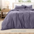 thumbnail image 4 of Bare Home Washed Duvet Cover Set - Ultra-Soft - Premium 1800 Collection - 3 Piece - Queen, Dusty Purple, 4 of 8