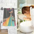 thumbnail image 7 of Yayeee 2 Pack Hand Towels for Bathroom 100% Cotton 16" x 28" Soft Absorbent Kitchen Towel, Colorful Road, 7 of 7