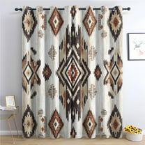 Curtains Blackout, Thermal Insulated Room Darkening Grommet Drapes for Bedroom Living Room, Southwestern Rustic Geometric Tribal Window Curtains-52"W x 72"L (Pack of 2)