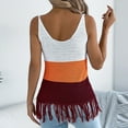 thumbnail image 4 of ShaoRunShi Womens Crochet Knit Tank Tops Sleeveless V Neck Fringe Boho Top Color Block Beach Vacation Camisole, 4 of 9