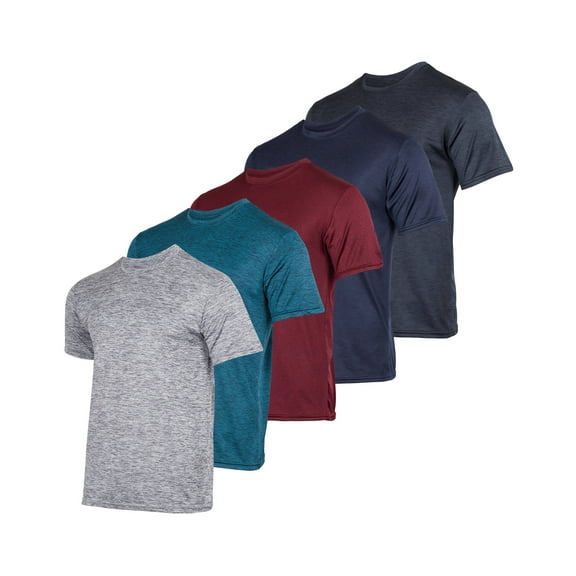 Real Essentials 5 Pack: Youth Dry-Fit Moisture Wicking Active Athletic Performance Short-Sleeve T-Shirt Boys & Girls