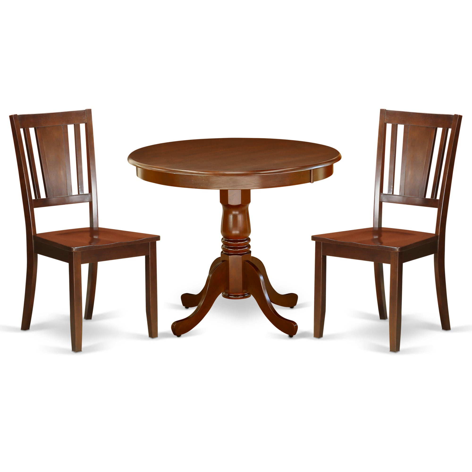 Dining Table And Two Wood Seat Chairs, 36 Inch Round Kitchen Table Set