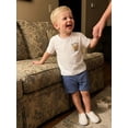 thumbnail image 3 of BemeyourBBs Toddler Baby Boys Mama's Boy Outfit Infant Baby Boy Summer Clothes Short Sleeve Embroidery Bear T-shirt with Elastic Waist Shorts Set Toddler Summer Outfit, 3 of 9