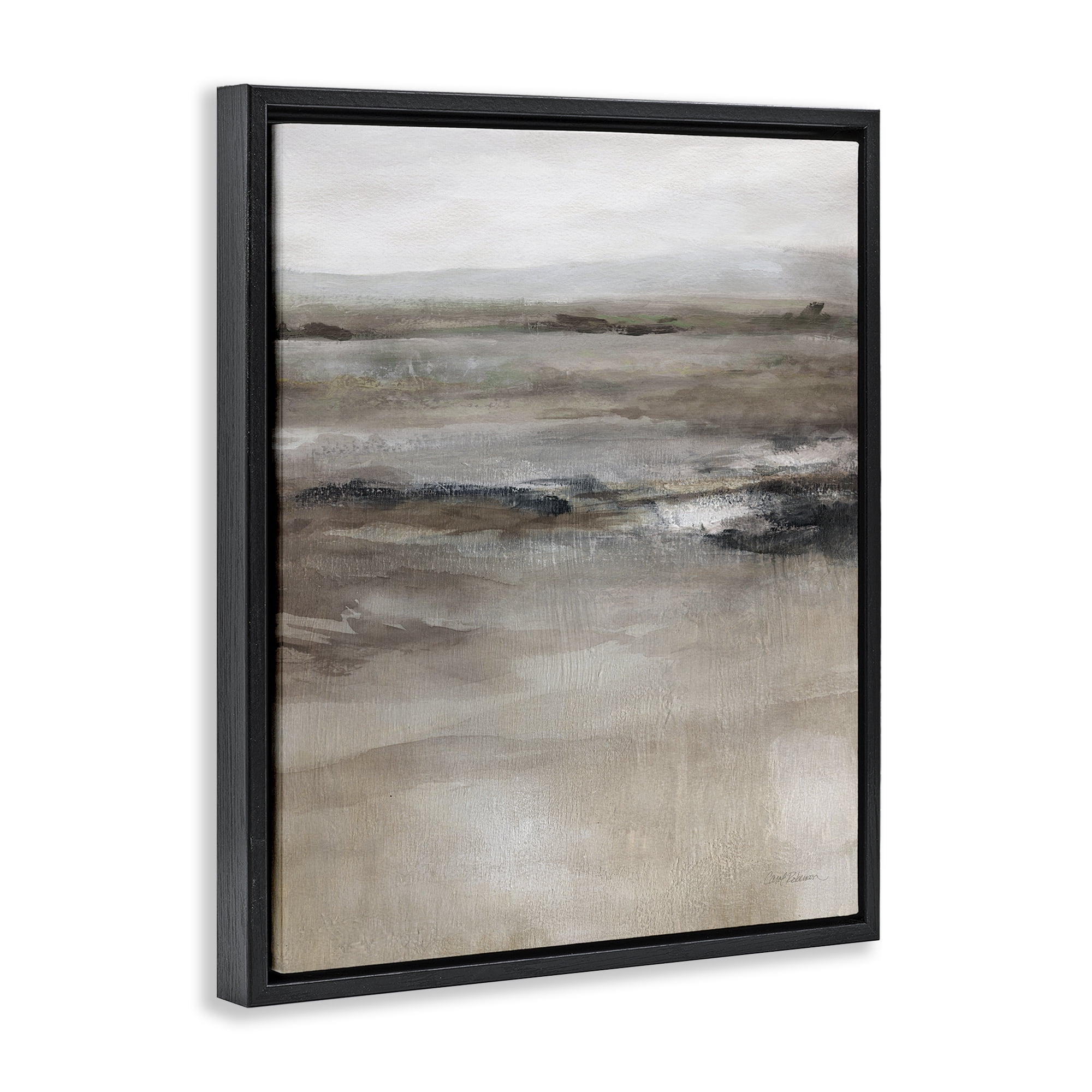 Stupell Industries Brown Desert Abstraction Abstract Painting Black Floater Framed Canvas Art Print Wall Art, 25 x 31