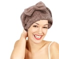 thumbnail image 3 of Paquete de 2 toallas para secar el cabello, gorro de toalla para el cabello con turbante absorbente, envoltura para la cabeza de secado rápido con nudo de lazo, 3 of 5