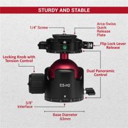 Everest H2 Ball Head with Arca-Type Quick Release and Lever-Release Clamp - 33Lbs capacity