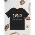 thumbnail image 1 of Girls' Short Sleeve T-Shirt - White Cartoon Wildflowers Print with "Little Wildflower" Script, Soft Breathable Knit Fabric, Casual Crew Neck Summer Top, Machine Washable, Easycare Tee, 1 of 6