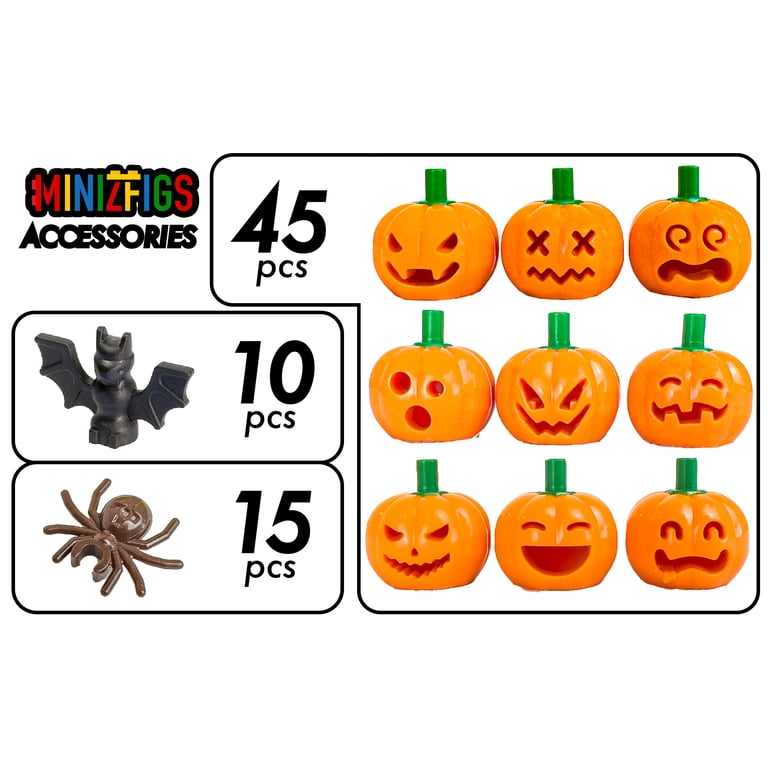 Minizfigs Halloween Spooky Set - 70 Piece Bulk Orange Jack-O