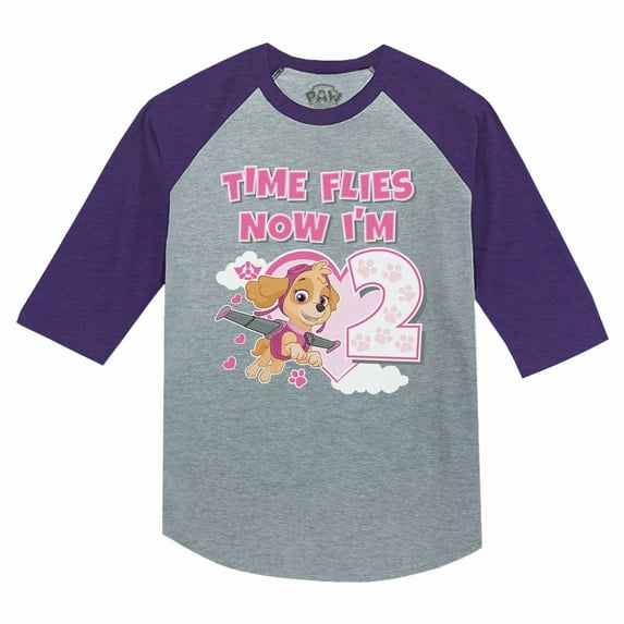 Tstars Girls 2nd Birthday Gift Birthday Gift for 2 Year Old Paw Patrol Skye Birthday Shirts for Girl 2nd Birthday Girl B Day Birthday Party 3-4 Sleeve Baseball Jersey Toddler Shirt