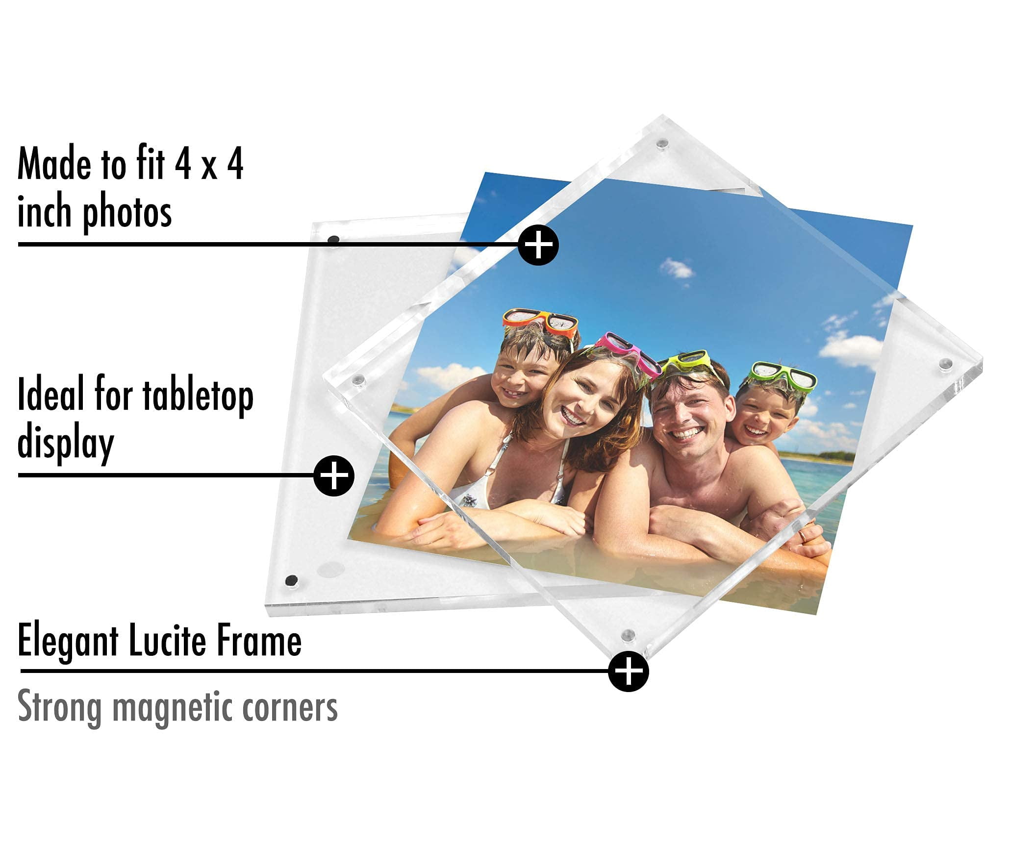 Americanflat 4x4 Acrylic Frame, transparent and scratch-resistant quality, free-standing frame for tabletop