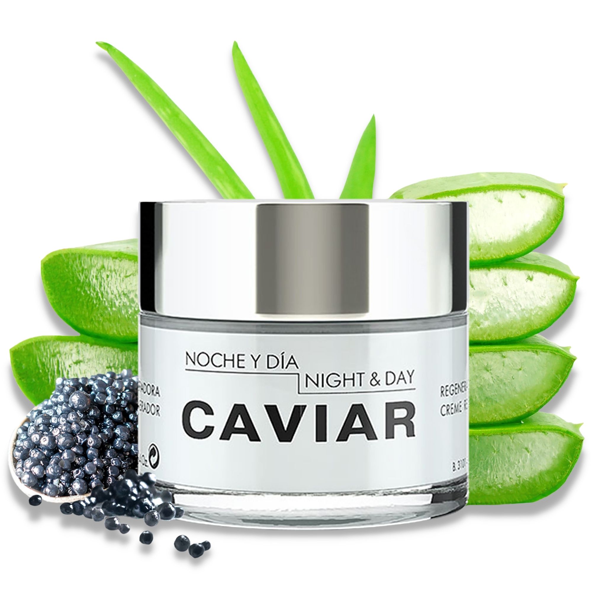 Noche Y Dia Caviar Face Cream - Sturgeon Caviar & Aloe - Daily Anti-Aging Moisturizer To Reduce Of Lines, Blemishes, Discoloration & Wrinkles & Collagen Booster - 2.4 fl