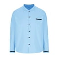 thumbnail image 4 of Afuyipoi Button-Up Long Sleeve Men Shirt,Solid - color Cotton Collared Neck Shirts for Office Light Blue L, 4 of 6