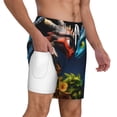 thumbnail image 2 of Balery Playful Colorful Dragons Flowers Mens Swim Trunks Swim Shorts for Men Quick Dry Inseam Beach Shorts with Compression Liner Pocket-Medium, 2 of 9
