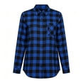 thumbnail image 6 of TRUNZI Women's Button Down Plaid Shirts Long Sleeves Lapel Collar Casual Regular Fit Shackets with Chest Pocket,Blue,Size S, 6 of 8