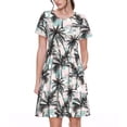 thumbnail image 1 of Bixox Robe d'Été à Manches Courtes pour Femmes Robe Ample Longueur Genou avec Poches-Palmiers Hawaïens, 1 of 7