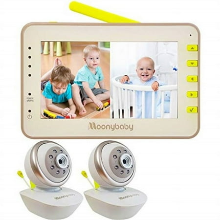 Moonybaby 50" Video Baby Monitor with 2 Cameras, Split Screen, White