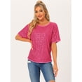 thumbnail image 4 of DARING DIVA Women's Costume Sequin Clubwear Blouses T-Shirts XL Hot Pink, 4 of 6