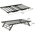 thumbnail image 3 of Senfot Twin Size Pop Up Trundle Bed Frame,Foldable Metal Platform,Trundle Day Bed with Lockable Casters,Brown, 3 of 7