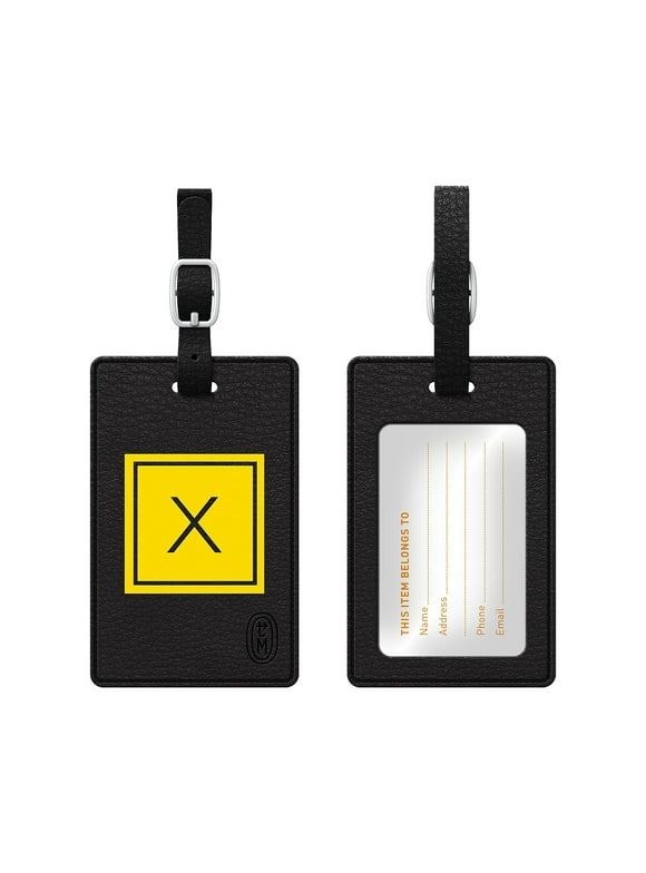 Centon OTM Monogram Leather Bag Tag Inversed Black Electric X TAGV1BLK-M06E-X