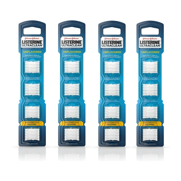 Listerine Ultraclean Access Disposable Snap-On Flosser Refill Heads For Proper Oral Care, Unflavored 28 ea (Pack of 4)