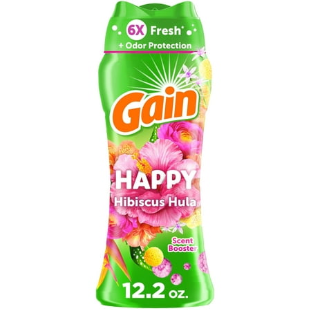 Gain In-Wash Laundry Scent Booster Beads, Happy, Hibiscus Hula, 12.2 oz