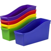 Storex Large Plastic Book and Magazine Bin, Assorted Colors, Set of 5