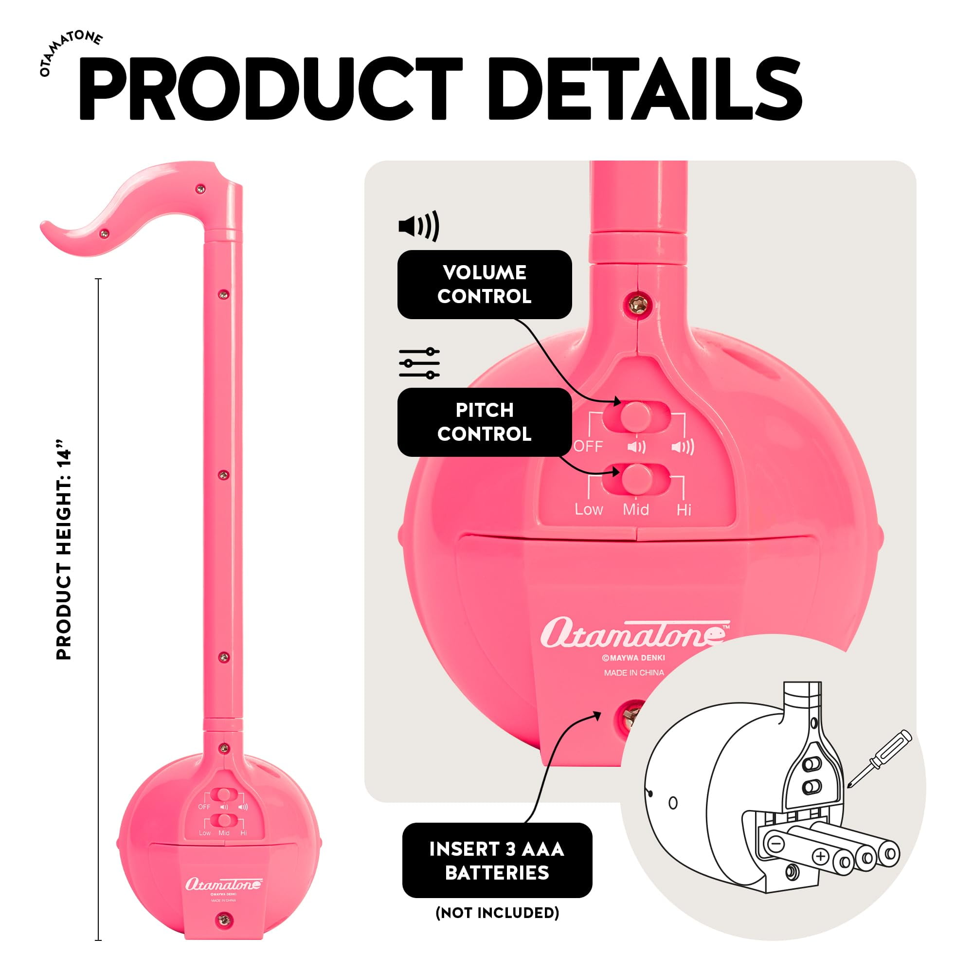 Otamatone Electronic Musical Instrument Toy for Children Unisex Adults - Hot Pink