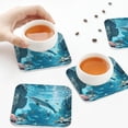 thumbnail image 4 of Leather Coasters with Heat-resistant for Drinks, Underwater Dolphin Scene Cup Coasters Cup Pad Mat for Tabletop Protection, Coffee Table, Office Desk and Housewarming Gift, 4 of 5