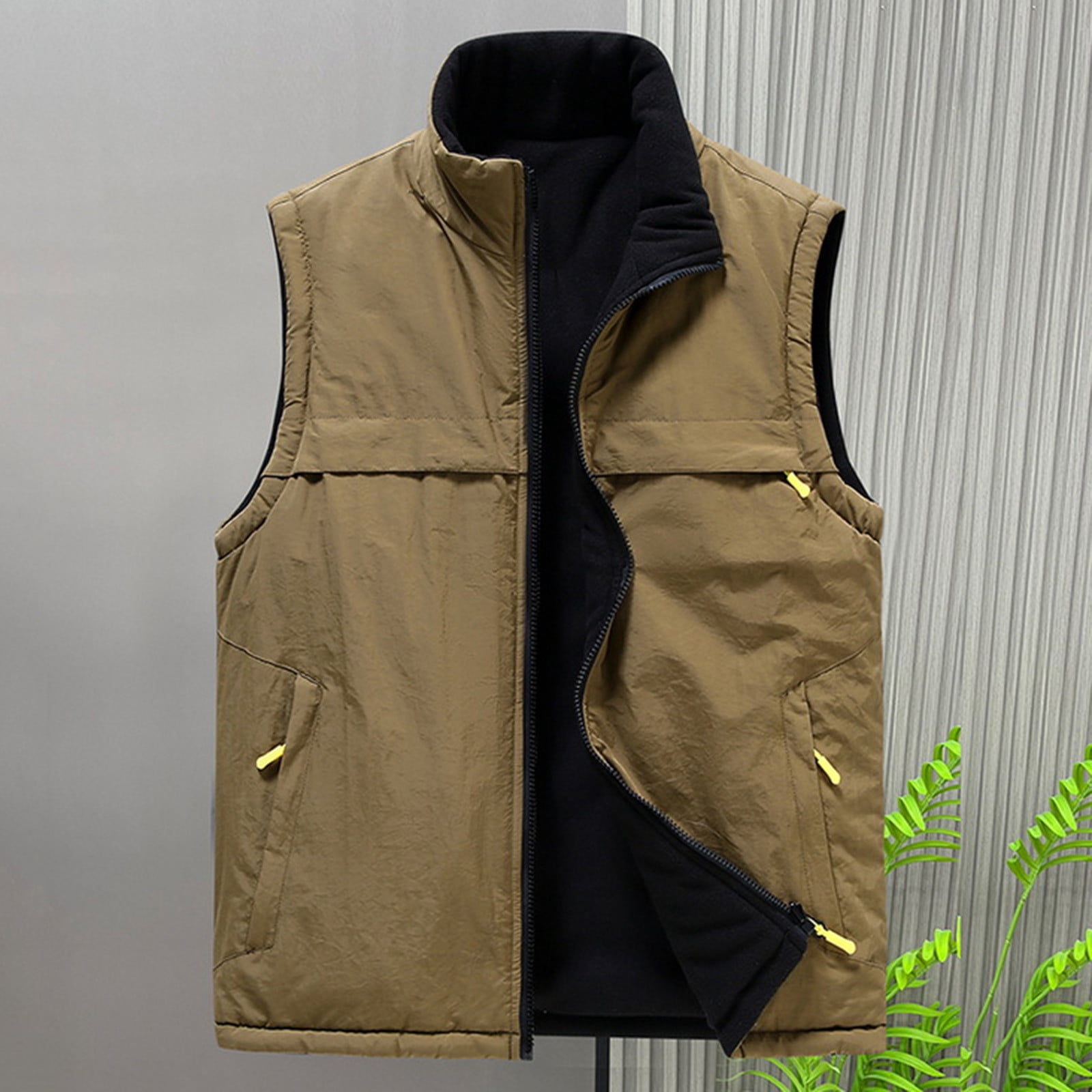 zfhfof Men's Lightweight Reversible Vest Outerwear Zip Up Fleece Lined Sleeveless Jacket Winter Warm Vests for Work Running Hiking
