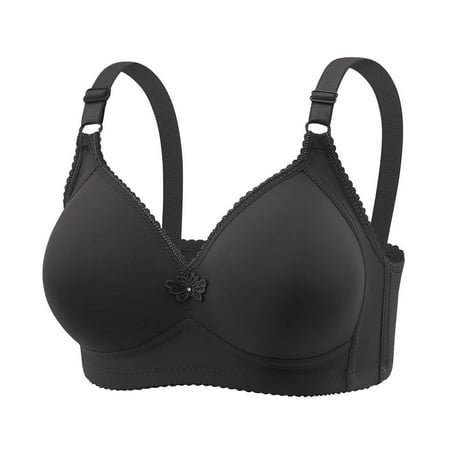 Ousvtion Clearance Deals Women s Push Up Bras Adjustable Strap Bralettes No Underwire Bra Seamless Wireless Brassiere Comfort Everyday Underwear 02-Black Large