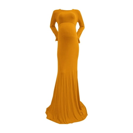 

TAIAOJING Women s Long Sleeve Maternity Dress Mercerized Cotton Crewneck Neck Trailing Jumpsuit Long Photography Dress Summer Autumn Long Dess Dress
