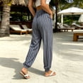 thumbnail image 6 of UKHCCC Women's Cotton Linen Joggers for Women Striped Pants with Pockets Elastic Waist Casual Drawstring Trousers Loose Fit Summer Beach S-2XL, 6 of 8