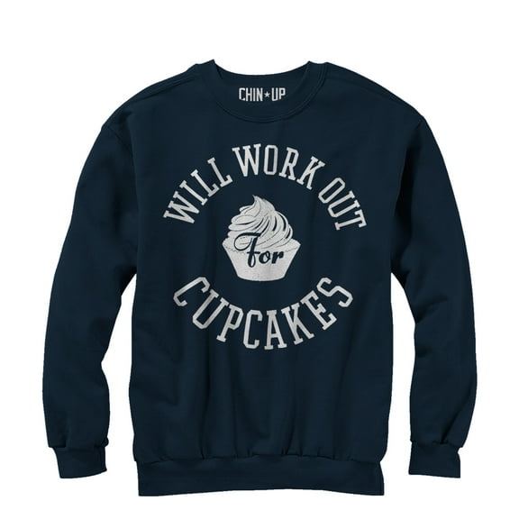 Women's CHIN UP Work Out for Cupcakes Sweatshirt Navy X Large