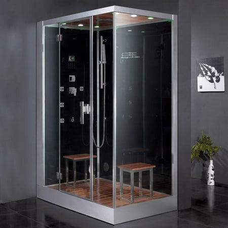 Left Sided Steam Shower with 2-Stool in Black