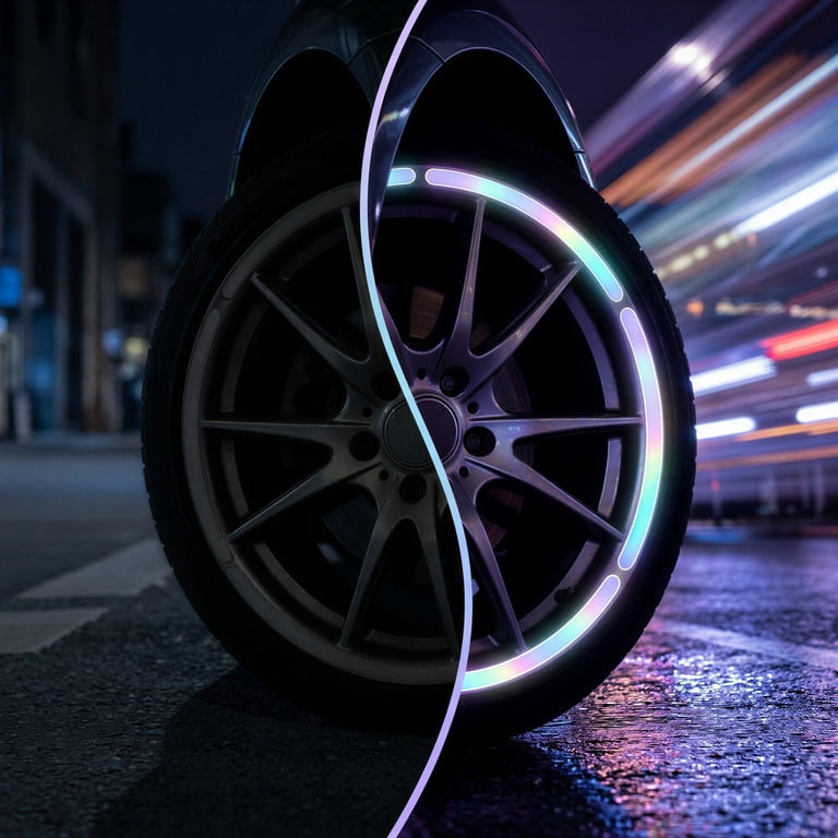 40 Pcs Reflective Car Wheel Stickers, Luminous Car Rim Decals, Glow in ...